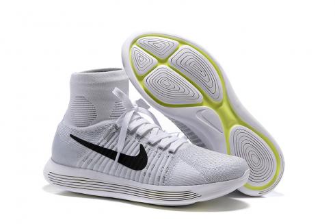 Nike Lunarepic Flyknit Pure White Silver Black Herren Laufschuhe Sneakers 818676-102