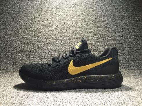 Nike LunarEpic Low Flyknit 2.0 Homme Noir Or 921531-991