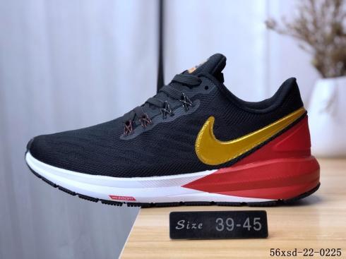 Nike Air Zoom Structure 22 รองเท้าวิ่งสีดำสีแดงทอง