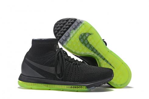 Nike Zoom All Out Flyknit Sepatu Lari Pria Hijau Musim Semi Hitam Murni Sepatu Pelatih 844134-002