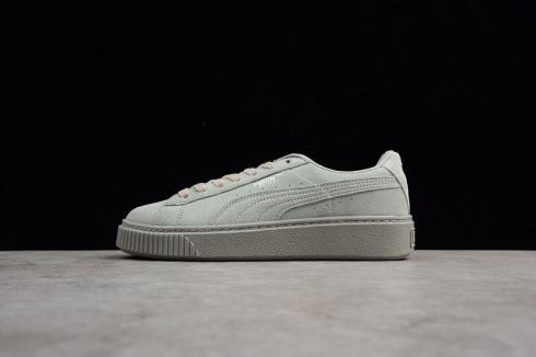 Puma Basket Platform Reset Suede Tênis Feminino Verde 363313-01