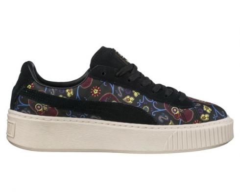 Puma Basket Platform feminino Day Of The Dead sapatos casuais 364810-01