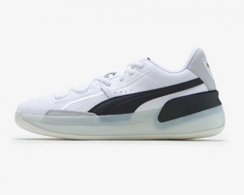 Puma Clyde Hardwood Basketball Blanco Negro Zapatos para hombre 193663-01