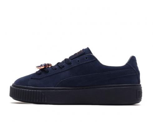 Puma Semsket Platform Rihanna 2.0 Gulina Mr Crystal Dekorasjon Dame Azul Marinho Cor Flatform Joggesko SKU 367452 01