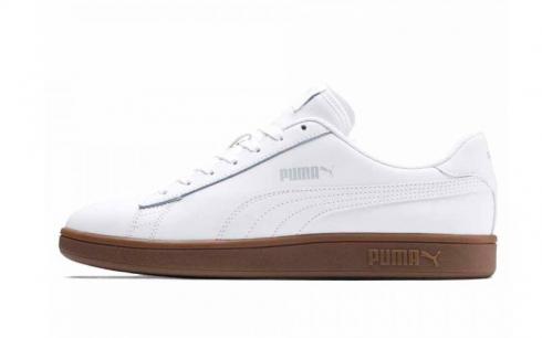 Puma Smash V2 Leather L Sneaker Blanc Marron Chaussures Casual 365215-13