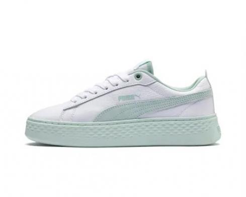 Puma Sneakers Smash Platform L White Fair Aqua Womens Shoes 366487-07