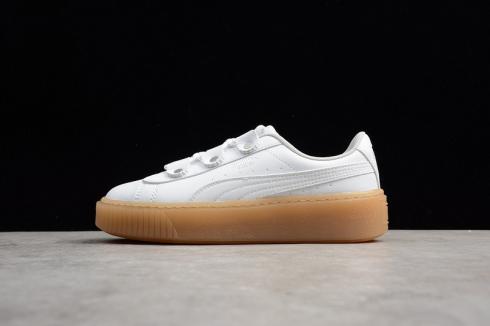 Puma Sude Platform Core White Raw Rubber Feminino Rihanna Platform Shoes 366838-03