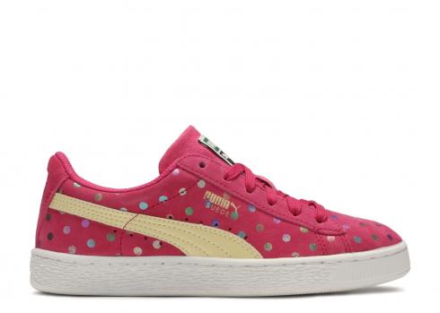 Puma Suede Dotfetti Jr 로즈 레드 멜로우 옐로우 359817-03, 신발, 운동화를