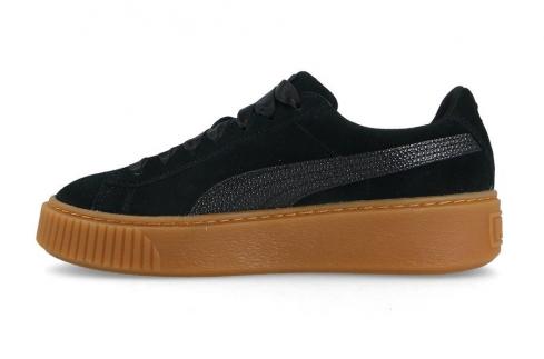 Puma Suede Platform Bubble Black Brown Womens Shoes รองเท้าผ้าใบ 366439-01