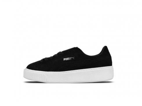 Puma feminino camurça plataforma preto branco couro rendas até tênis casuais 362223-01