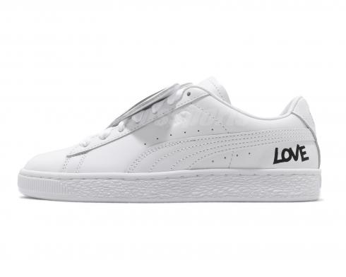 Puma Womens Basket Badge HNDWRTTN White Black Womens Shoes 370190-01