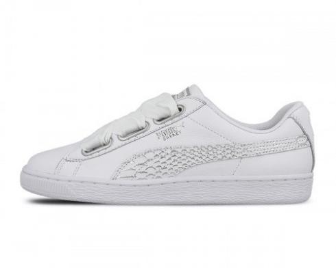 Puma Womens Basket Heart Oceanaire Womens Sneaker Leather Shoes White 366443-02