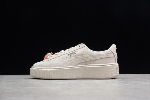 Puma Womens Suede Platform Gem Whisper White Womens Shoes 367452-03