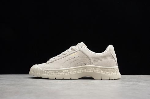 Puma Feminino Utility Suede Pastel Parchment Branco Feminino Lace Up Tênis 370981-02
