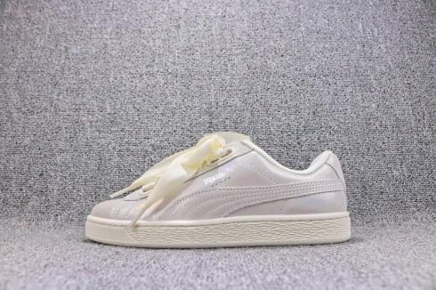 Puma Womens Basket Heart Night Sky Sneaker White Shoes 364108-02