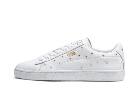 Zapatillas Puma Mujer Basket Studs Blanco Zapatos Para Mujer 369298-01