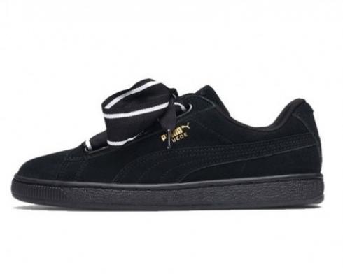 Sepatu Wanita PUMA Basket Suede Heart Satin Black Bergaya 364084-01