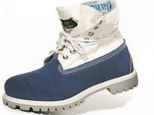 Mens Blue White Timberland Roll-top Boots