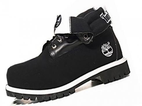 Mens Timberland Authentics Roll-top Boots Black White