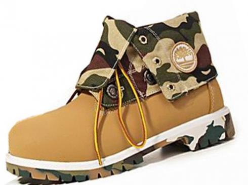 Mens Timberland Authentics Roll-top Boots Wheat Army Green