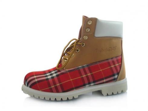 Mens Timberland Custom Boots Buberry Wheat Red White