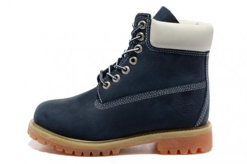 Navy White Timberland 6 Inch Boots For Women