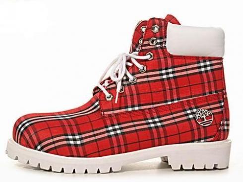 Timberland Mens Custom Varsity Boots Red White