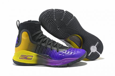 Under Armour UA Curry 4 IV High Men Basketball Shoes Black Purple Yellow Hot New