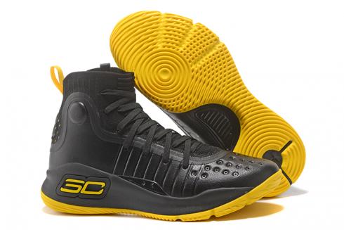 Sepatu Basket Pria Under Armour UA Curry 4 IV High Spesial Hitam Kuning.