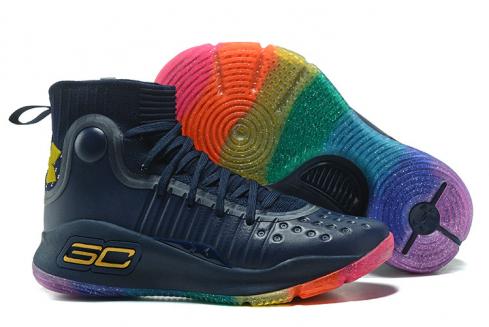 Under Armour UA Curry IV 4 Chaussures de basket-ball pour hommes Deep Blue Rainbow Special
