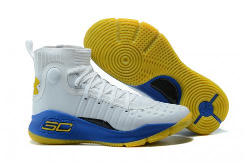 Under Armour UA Curry IV 4 男士籃球鞋白色藍黃色