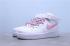 Womens Nike Air Force 1'07 Mid Pink Silver Reflective Light Running Shoes 366731-911