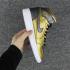 Sepatu Wanita Nike Air Jordan I 1 High GS BHM hitam emas putih