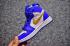 Nike Air Jordan I 1 Retro Çocuk Ayakkabı Mavi Beyaz Altın 575441,ayakkabı,spor ayakkabı