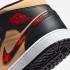 Air Jordan 1 Mid Tartan Swoosh Siyah Susam Ateş Kırmızı Beyaz DZ5329-001,ayakkabı,spor ayakkabı