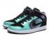 zapatillas Nike Air Jordan 1 GS Mid para niñas Atomic Teal Negro Ultra Violet 555112-309