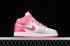 Női Air Jordan 1 Mid GS Platinum Pink Fehér Szürke Cipők 555112-109