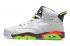 Nike Air Jordan 6 VI Retro Branco Cimento Cinza Verde Vermelho Homens Sapatos 384664-018