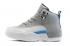 Nike Air Jordan XII 12 Kid Children Shoes White Grey Blue