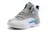 Nike Air Jordan XII 12 Kid Sapatos infantis Branco Cinza Azul
