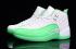 Nike Air Jordan XII 12 Retro Branco Prata Verde Mulheres Sapatos 510815 111