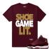 Match Jordan 11 Velve GS Shoe Game Lit Maroon Camiseta