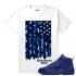 Match Jordan 12 camiseta blanca con bandera de camuflaje de gamuza azul