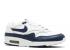 Nike Air Max 1 Leather Midnight Navy Blanc 307101-141