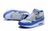 Nike Air Max 1 Mid Branco Cinza Claro Azul Royal Masculino Tênis de Corrida Sapatos de Estilo de Vida 685192-004