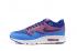 Nike Air Max 1 Ultra Flyknit 女式跑步鞋照片藍色海軍粉紅色女式運動鞋運動鞋 843387-400
