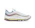 Nike Damen Air Max 97 SE mit weißen, schillernden Streifen und hyperblauem CW2456-100