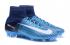 Nike Mercurial Superfly V FG high help bílé tmavě modré kopačky