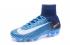 Nike Mercurial Superfly V FG high help bílé tmavě modré kopačky