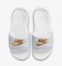 Nike Victori One Print Slides Sandals Pure Platinum Metallic Gold Wolf Grey CN9676-103